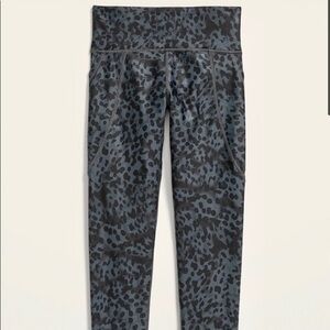 OLD NAVY High- waisted Powersoft leggings leopard side pockets girls L